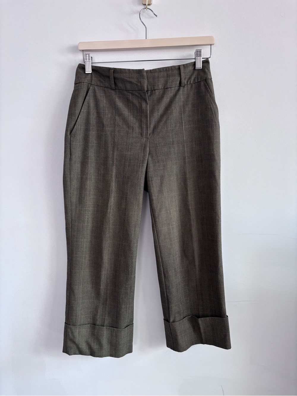 Classic Vintage Y2K Brown Glen Plaid Trouser Capris Pants